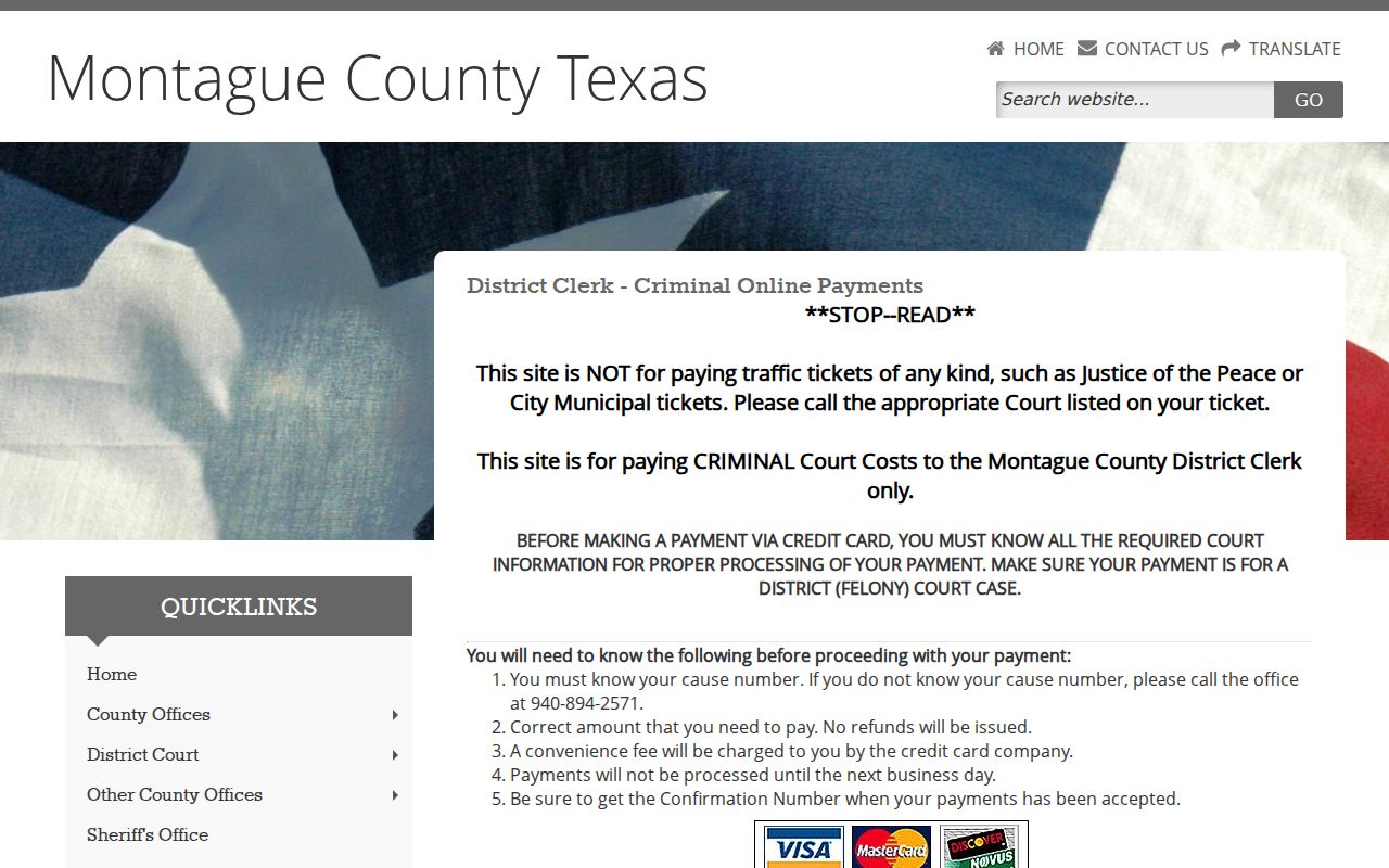 Montague County criminal docket felony payment limits