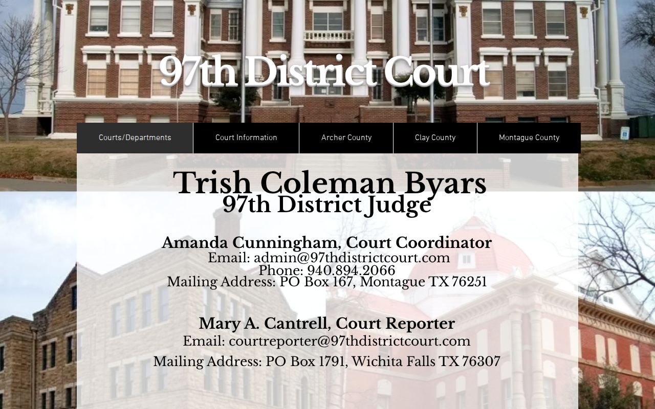 Montague County criminal docket 97th District Court contacts