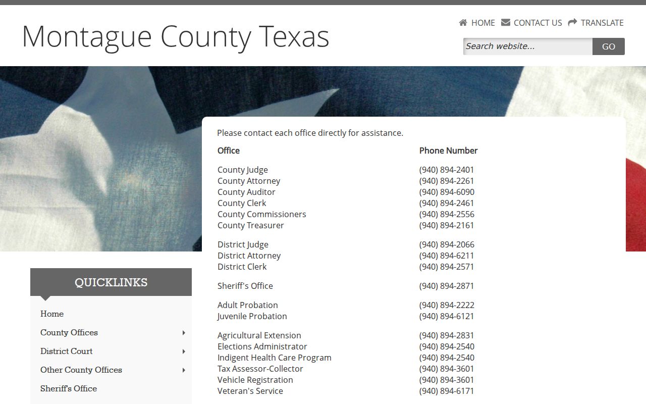 Montague County court office directory